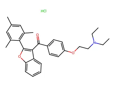 Ketone, p-(2-(diethylamino)ethoxy)phenyl 2-mesityl-3-benzofuranyl structure