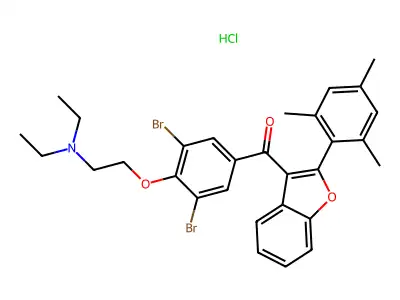 Ketone, 3,5-dibromo-4-(2-(diethylamino)ethoxy)phenyl 2-mesityl-3-benzofuranyl, hydrochloride structure