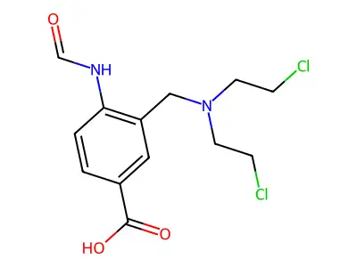 Benzoic acid, 3-((bis(2-chloroethyl)amino)methyl)-4-(formylamino)- structure