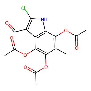(4,5-diacetyloxy-2-chloro-3-formyl-6-methyl-1H-indol-7-yl) acetate structure