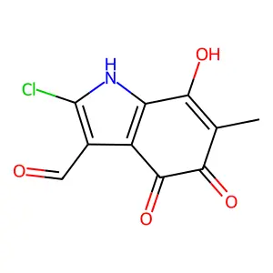 2-chloro-7-hydroxy-6-methyl-4,5-dioxo-1H-indole-3-carbaldehyde structure