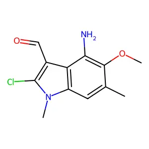 4-Amino-2-chloro-5-methoxy-1,6-dimethyl-1H-indole-3-carbaldehyde structure