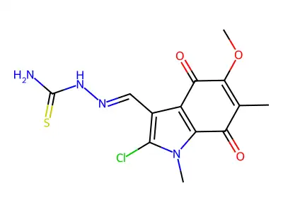 [(2-Chloro-5-methoxy-1,6-dimethyl-4,7-dioxoindol-3-yl)methylideneamino]thiourea structure