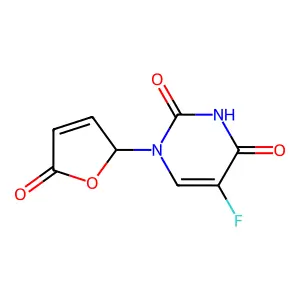 2,4(1H,3H)-Pyrimidinedione, 1-(2,5-dihydro-5-oxo-2-furanyl)-5-fluoro-, (R)- structure