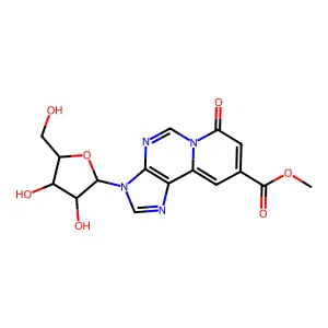 methyl 3-[3,4-dihydroxy-5-(hydroxymethyl)oxolan-2-yl]-7-oxopyrido[2,1-f]purine-9-carboxylate structure