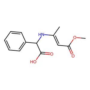 alpha-[(3-Methoxy-1-methyl-3-oxo-1-propen-1-yl)amino]benzeneacetic acid structure