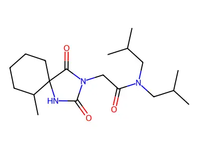 6-Methyl-N,N-bis(2-methylpropyl)-2,4-dioxo-1,3-diazaspiro[4.5]decane-3-acetamide structure