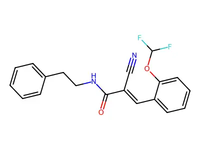 2-cyano-3-[2-(difluoromethoxy)phenyl]-N-(2-phenylethyl)prop-2-enamide structure