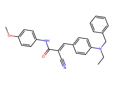 (E)-3-[4-[benzyl(ethyl)amino]phenyl]-2-cyano-N-(4-methoxyphenyl)prop-2-enamide structure