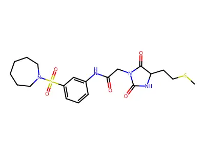 N-[3-(azepan-1-ylsulfonyl)phenyl]-2-[4-(2-methylsulfanylethyl)-2,5-dioxoimidazolidin-1-yl]acetamide structure