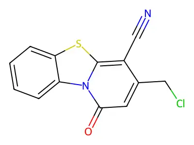3-(chloromethyl)-1-oxo-1H-pyrido[2,1-b][1,3]benzothiazole-4-carbonitrile structure