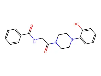 N-[2-[4-(2-hydroxyphenyl)piperazin-1-yl]-2-oxoethyl]benzamide structure