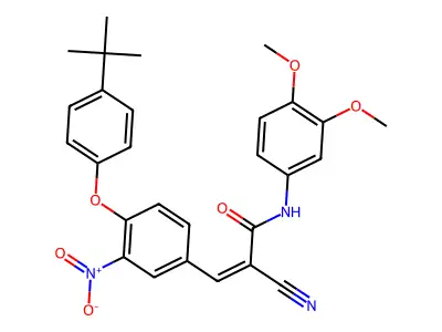 3-[4-(4-tert-butylphenoxy)-3-nitrophenyl]-2-cyano-N-(3,4-dimethoxyphenyl)prop-2-enamide structure