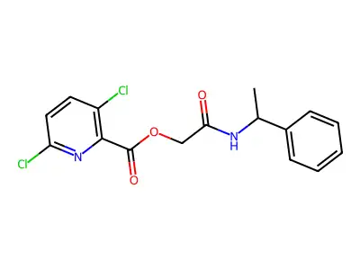 [(1-Phenylethyl)carbamoyl]methyl 3,6-dichloropyridine-2-carboxylate structure