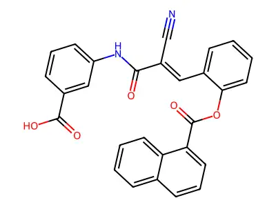 3-[[(E)-2-cyano-3-[2-(naphthalene-1-carbonyloxy)phenyl]prop-2-enoyl]amino]benzoic acid structure