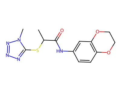 N-(2,3-dihydro-1,4-benzodioxin-6-yl)-2-(1-methyltetrazol-5-yl)sulfanylpropanamide structure