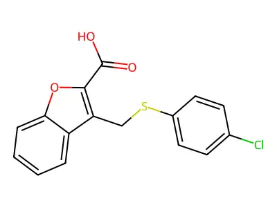 3-{[(4-Chlorophenyl)sulfanyl]methyl}-1-benzofuran-2-carboxylic acid structure