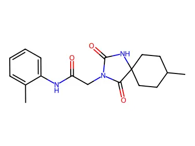 2-{8-Methyl-2,4-dioxo-1,3-diazaspiro[4.5]decan-3-YL}-N-(2-methylphenyl)acetamide structure