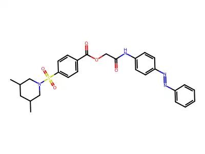 Benzoic acid, 4-[(3,5-dimethyl-1-piperidinyl)sulfonyl]-, 2-oxo-2-[[4-(2-phenyldiazenyl)phenyl]amino]ethyl ester structure