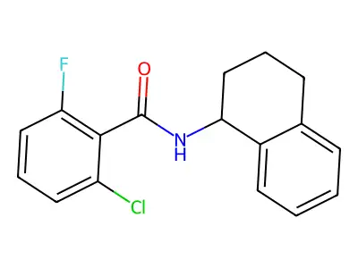 2-chloro-6-fluoro-N-(1,2,3,4-tetrahydronaphthalen-1-yl)benzamide structure