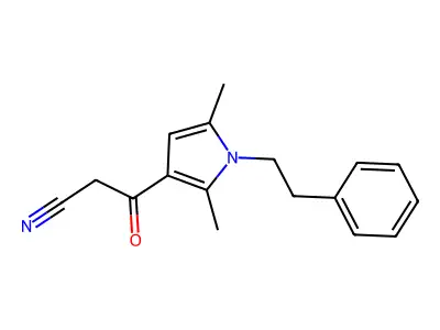 3-[2,5-dimethyl-1-(2-phenylethyl)-1H-pyrrol-3-yl]-3-oxopropanenitrile structure
