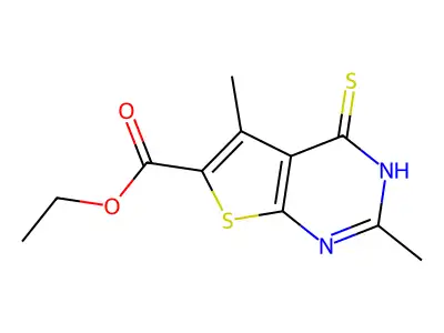 Ethyl 2,5-dimethyl-4-sulfanylthieno[2,3-d]pyrimidine-6-carboxylate structure