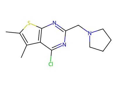 1-({4-Chloro-5,6-dimethylthieno[2,3-d]pyrimidin-2-yl}methyl)pyrrolidine structure
