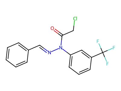 N-(benzylideneamino)-2-chloro-N-[3-(trifluoromethyl)phenyl]acetamide structure