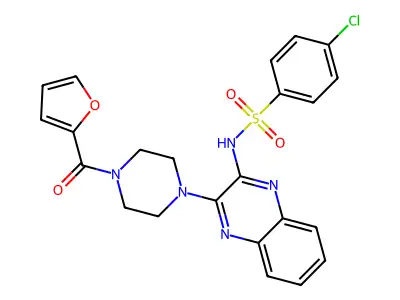 4-chloro-N-{3-[4-(furan-2-carbonyl)piperazin-1-yl]quinoxalin-2-yl}benzene-1-sulfonamide structure
