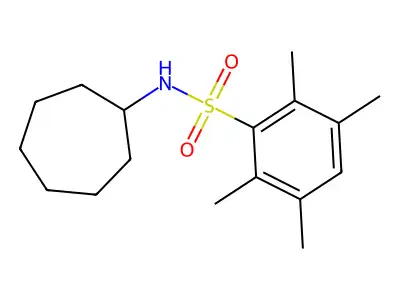 N-cycloheptyl-2,3,5,6-tetramethylbenzenesulfonamide structure