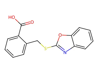 2-[(1,3-Benzoxazol-2-ylsulfanyl)methyl]benzoic acid structure