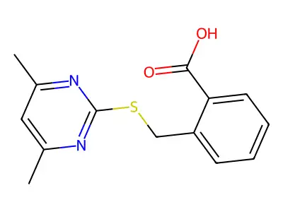 2-{[(4,6-Dimethylpyrimidin-2-yl)sulfanyl]methyl}benzoic acid structure