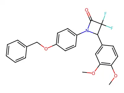 1-[4-(Benzyloxy)phenyl]-4-(3,4-dimethoxyphenyl)-3,3-difluoroazetidin-2-one structure