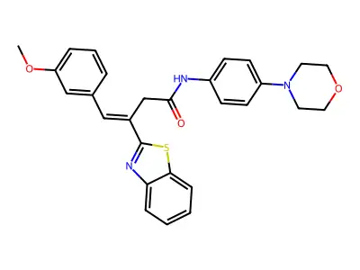 3-(1,3-benzothiazol-2-yl)-4-(3-methoxyphenyl)-N-(4-morpholin-4-ylphenyl)but-3-enamide structure