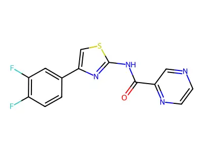 N-[4-(3,4-difluorophenyl)-1,3-thiazol-2-yl]pyrazine-2-carboxamide structure