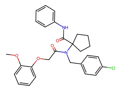 1-{(4-chlorobenzyl)[(2-methoxyphenoxy)acetyl]amino}-N-phenylcyclopentanecarboxamide structure