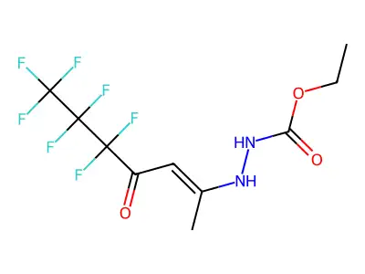 Ethyl 2-(4,4,5,5,6,6,6-heptafluoro-1-methyl-3-oxo-1-hexen-1-yl)hydrazinecarboxylate structure