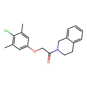2-(4-chloro-3,5-dimethylphenoxy)-1-(3,4-dihydro-1H-isoquinolin-2-yl)ethanone structure