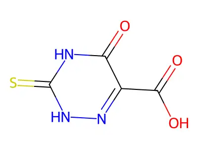 3-Mercapto-5-oxo-4,5-dihydro-1,2,4-triazine-6-carboxylic acid structure