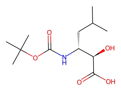 N-Boc-(2S,3S)-2-hydroxy-3-amino-5-methylhexanoic acid structure