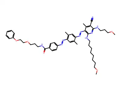 Benzamide, 4-[[4-[[5-cyano-2-[(8-methoxyoctyl)amino]-6-[(3-methoxypropyl)amino]-4-methyl-3-pyridinyl]azo]-2,5-dimethylphenyl]azo]-N-[3-(2-phenoxyethoxy)propyl]- structure