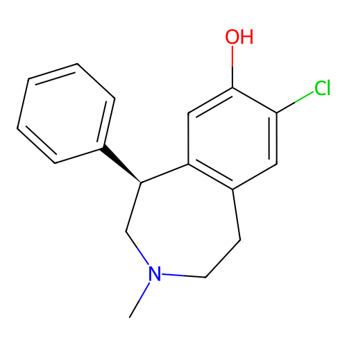 (1S)-7-chloro-3-methyl-1-phenyl-1,2,4,5-tetrahydro-3-benzazepin-8-ol structure