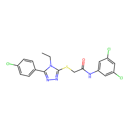 2-[[5-(4-chlorophenyl)-4-ethyl-1,2,4-triazol-3-yl]sulfanyl]-N-(3,5-dichlorophenyl)acetamide structure