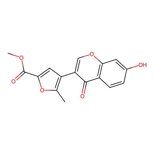 methyl 4-(7-hydroxy-4-oxo-4H-chromen-3-yl)-5-methylfuran-2-carboxylate structure