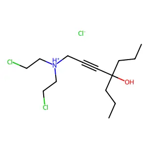 2-Heptyn-4-ol, 1-(bis(2-chloroethyl)amino)-4-propyl-, hydrochloride structure