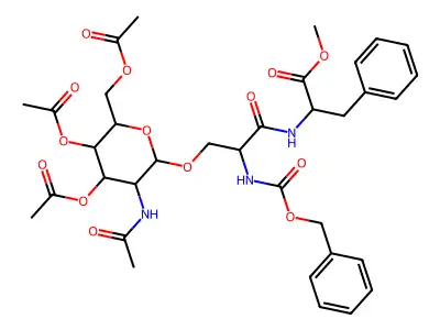 methyl 2-[[3-[3-acetamido-4,5-diacetyloxy-6-(acetyloxymethyl)oxan-2-yl]oxy-2-(phenylmethoxycarbonylamino)propanoyl]amino]-3-phenylpropanoate structure
