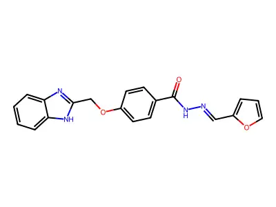 4-(1H-benzimidazol-2-ylmethoxy)-n-[(1e)-2-furylmethylene]benzohydrazide structure