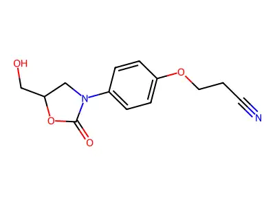 Propanenitrile, 3-(4-(5-(hydroxymethyl)-2-oxo-3-oxazolidinyl)phenoxy)- structure