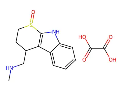 4-(N-Methylaminomethyl)-1-oxo-2,3,4,9-tetrahydrothiopyrano(2,3-b)indole oxalate structure
