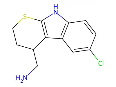 Thiopyrano(2,3-b)indole, 2,3,4,9-tetrahydro-4-(aminomethyl)-6-chloro- structure
